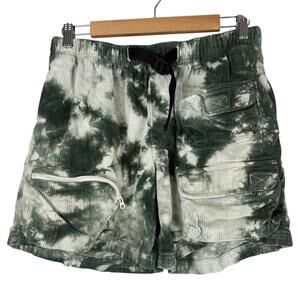 Without Walls Shorts Mens Medium Green White Tie Dye Elastic Waist Retro